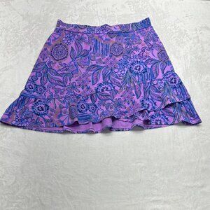 Fresh Produce Purple Floral Tiered Skort 16  Supima & Modal Blend Made In USA Ca